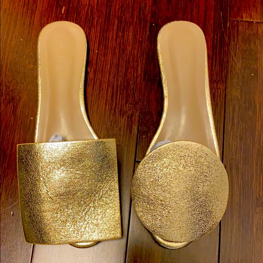 Gold funky flat slides